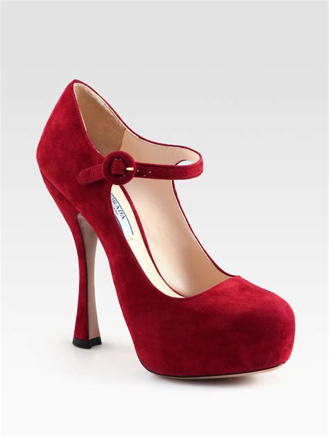 prada mary jane platform red toe